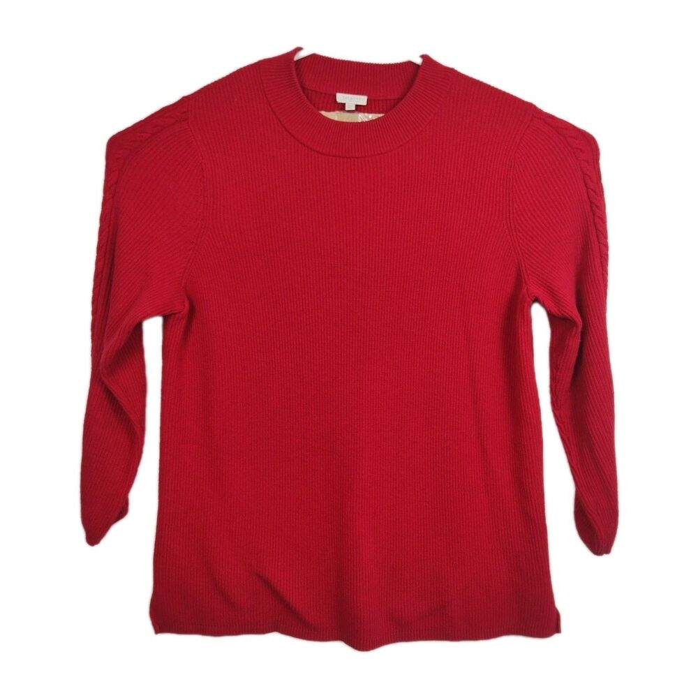 Talbots Woman Mock Neck Pullover Sweater, Size 2X, bright Red